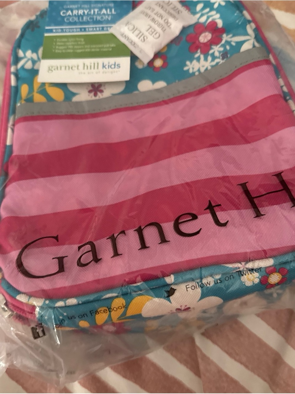 Garnet Hill Kids Floral & Pink Striped Lunchbox